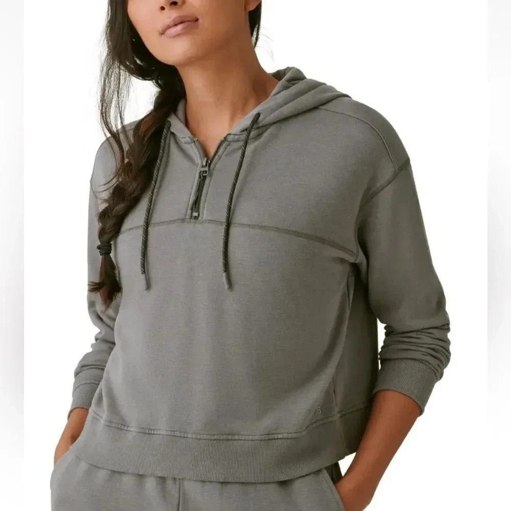 Bass Outdoor Women's Hibernate Half Zip Hoodie Peat Color Top NWT